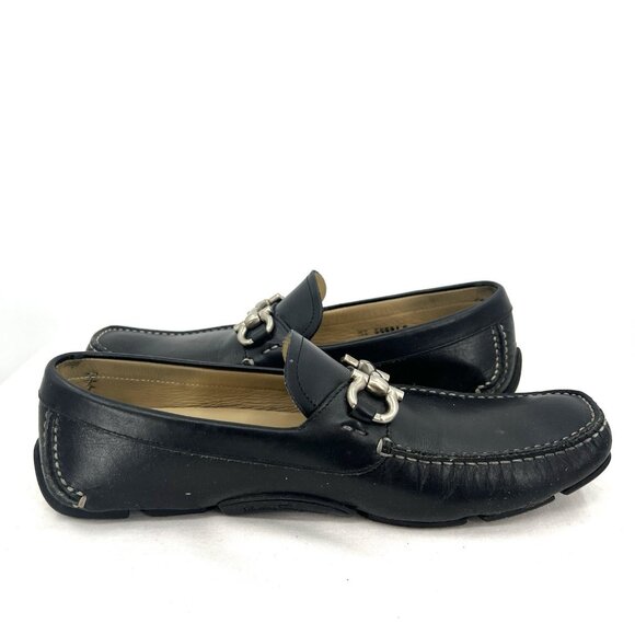 Salvatore Ferragamo Horsebit Black Leather Driving Loafers Men’s 8 D - Picture 3 of 10
